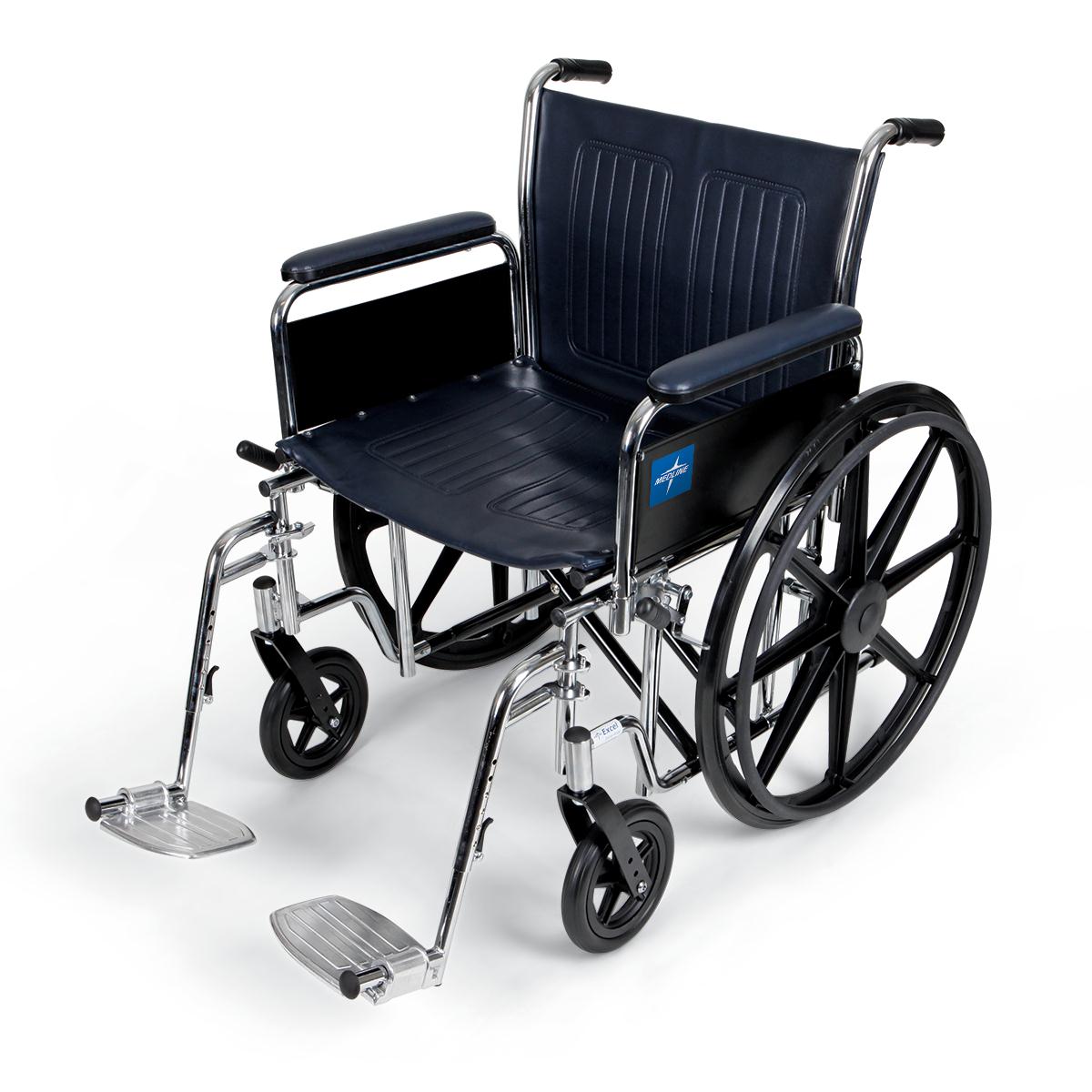 Excel Extra-Wide Wheelchair, 22" Seat, Removable Full-Length Arms, Swing-Away Footrests, Each
