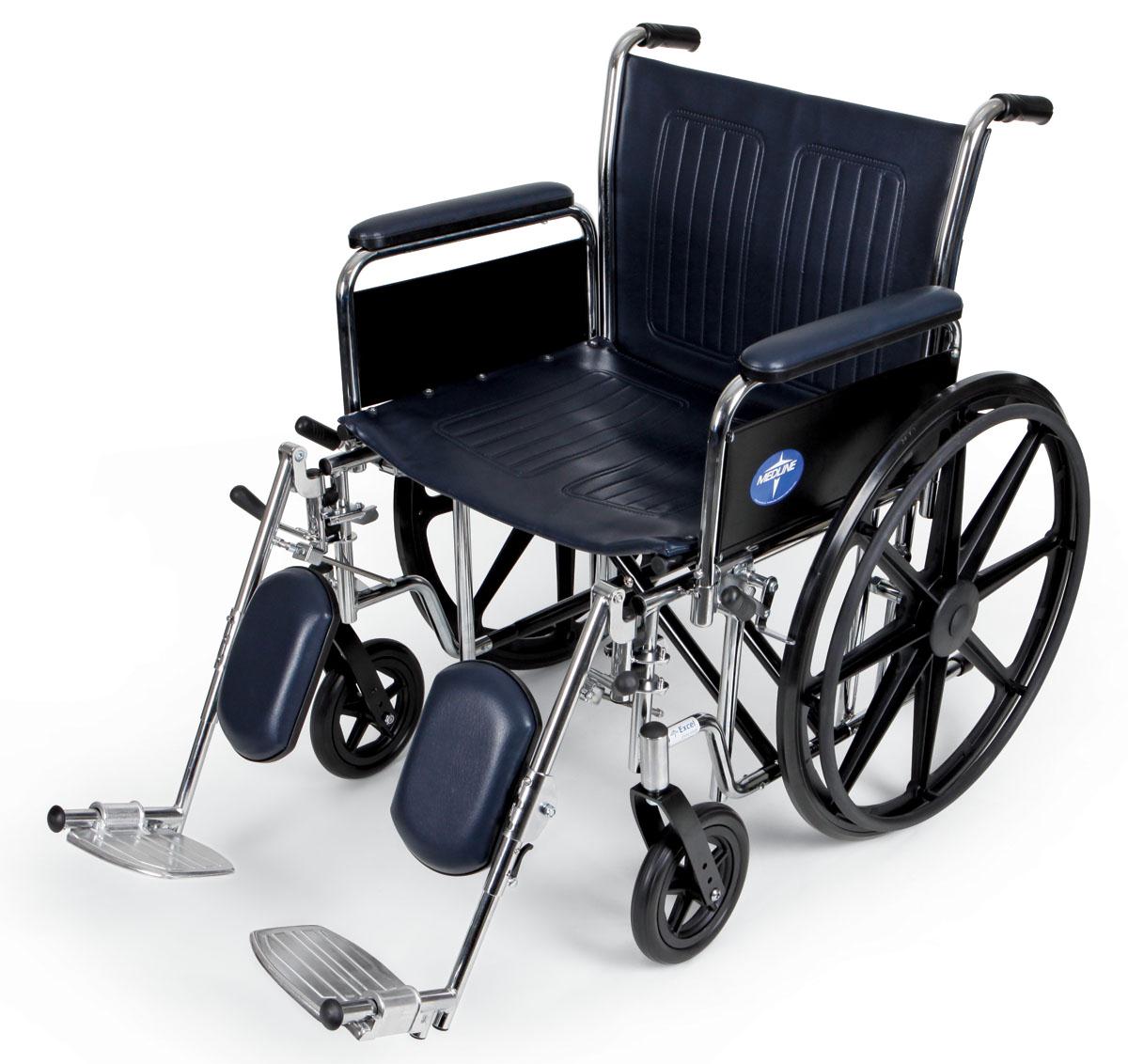 Excel Wheelchair with Removable Full-Length Arms and Elevating Footrests, 24"W, Each