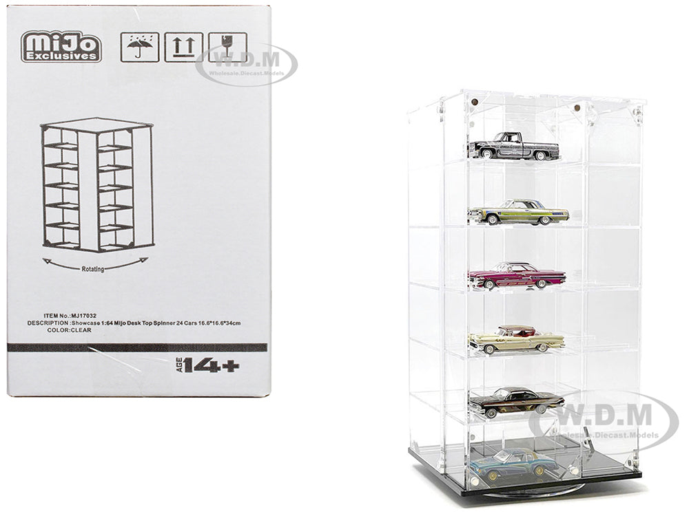 Showcase 24 Car Display Desktop Spinner with Cover "Mijo Exclusives" for 1-64 Scale Models