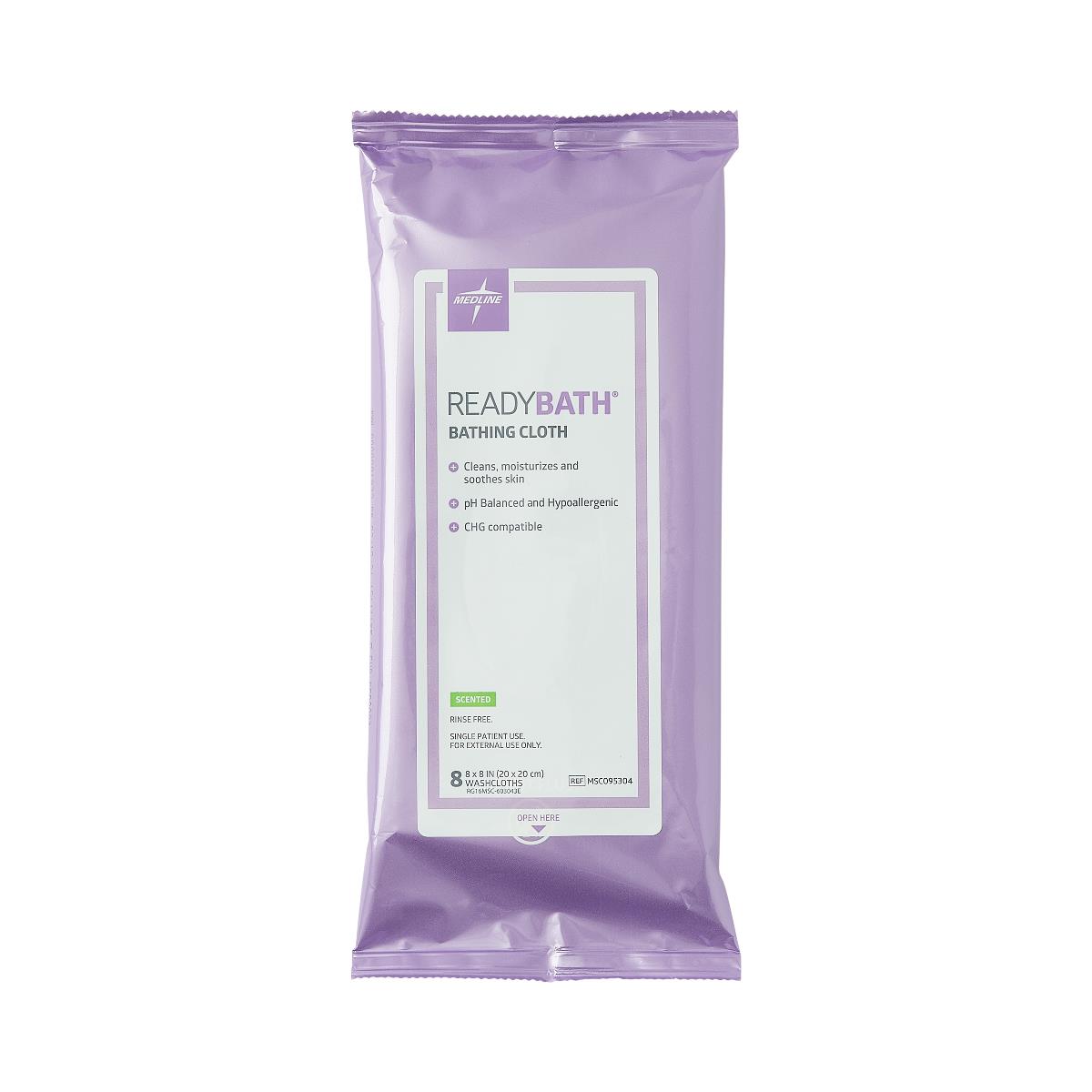 ReadyBath Total Body Cleansing Standard Weight Wash Cloth, Scented, 8-Pack