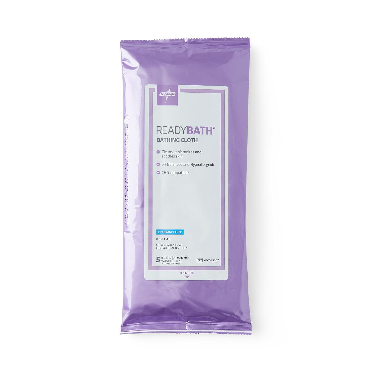 ReadyBath Total Body Cleansing Standard Weight Wash Cloth, Fragrance Free, 5-Pack