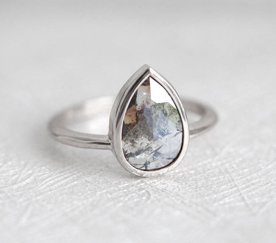 Mabel Salt & Pepper Diamond Ring - 14k white gold