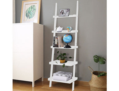 Versatile 5-Tier Ladder Bookshelf - White