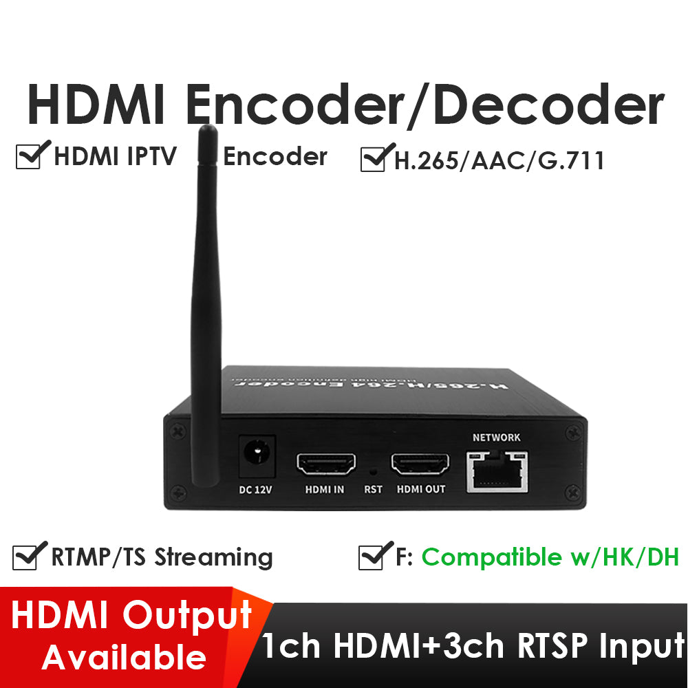 H.265 WiFi 1080P 60fps HDMI Encoder Decoder for Live Streaming w-USB2.0 HDMI Loopout