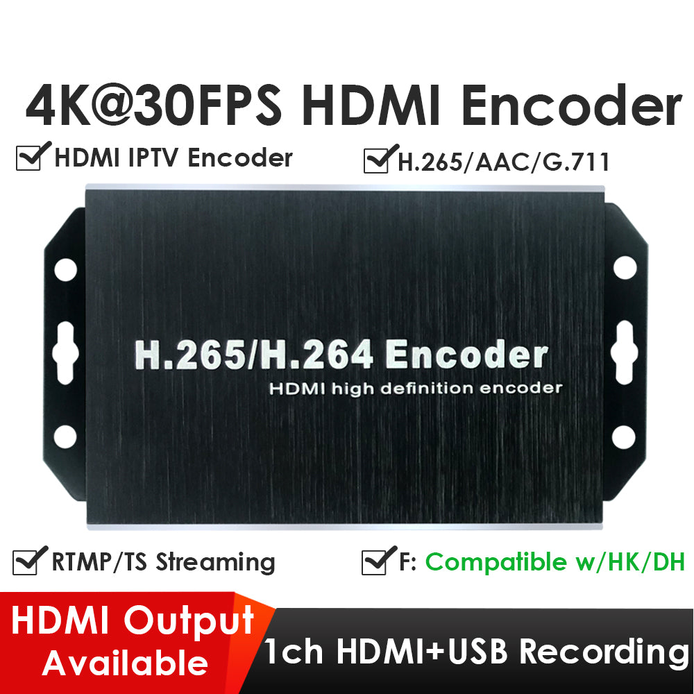 H.265 4K PoE HDMI Encoder HDMI Loopout Dual USB2.0 for Recording Playing Compatible with ONVIF-HK for IPTV Streaming to YouTube Facebook
