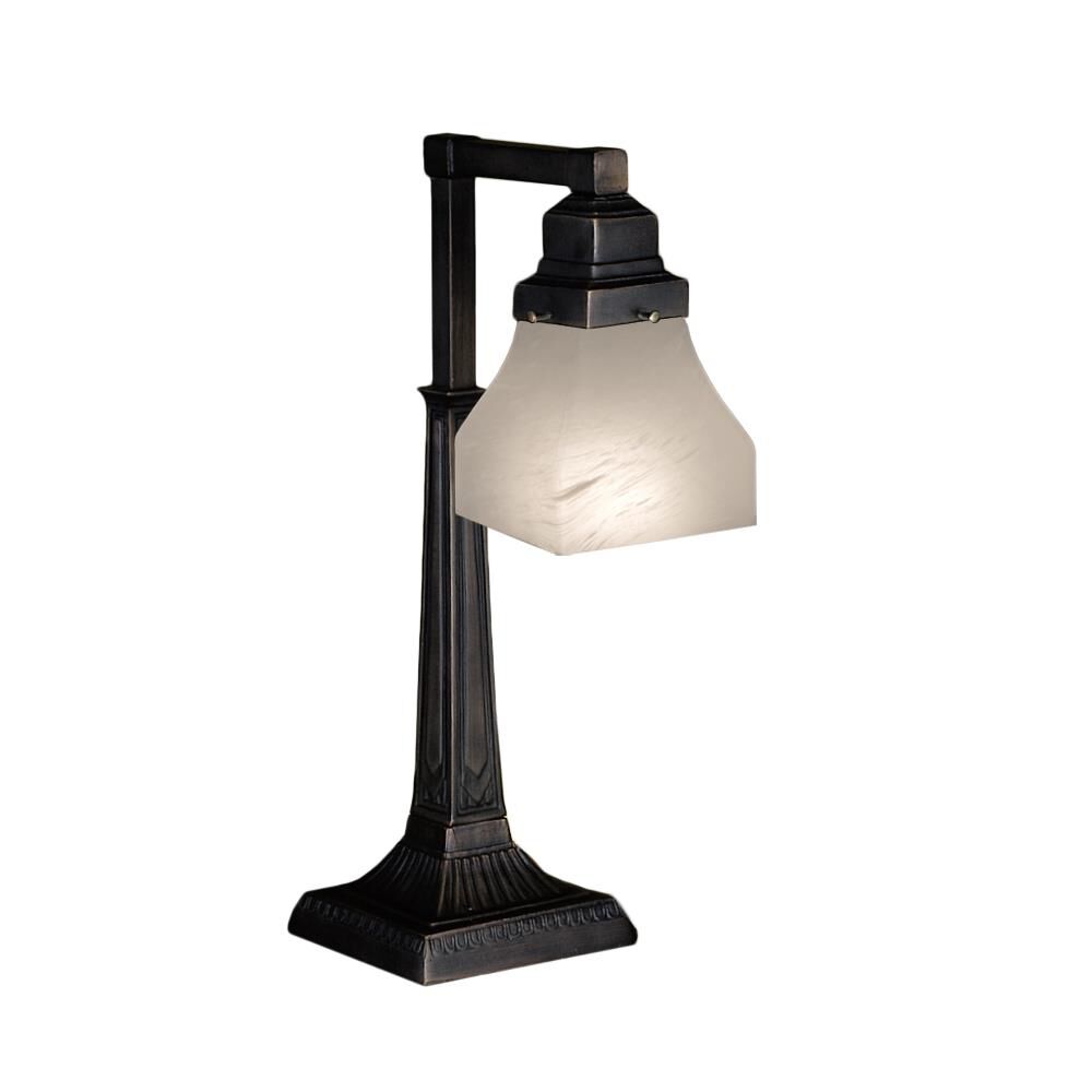 Meyda Lighting Bungalow White Alabaster Swirl 20 Inch Desk Lamp Bungalow White Alabaster Swirl - 27624 - Craftsman-Mission