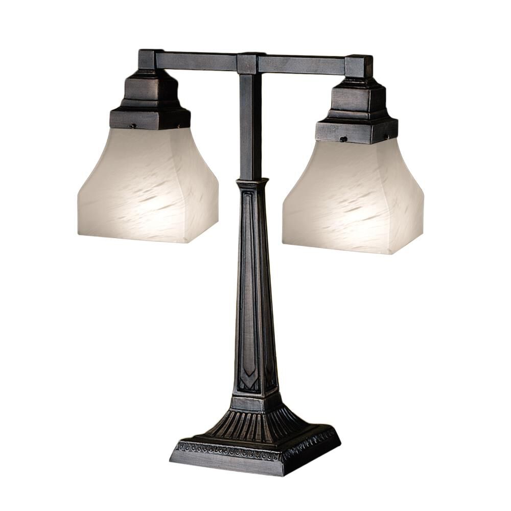 Meyda Lighting Bungalow White Alabaster Swirl 20 Inch Desk Lamp Bungalow White Alabaster Swirl - 27625 - Craftsman-Mission