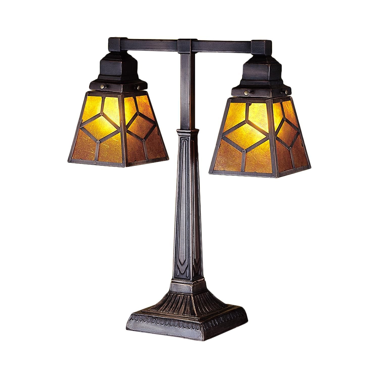 Meyda Lighting Amber Mica Diamond Mission 20 Inch Desk Lamp Amber Mica Diamond Mission - 27879 - Craftsman-Mission