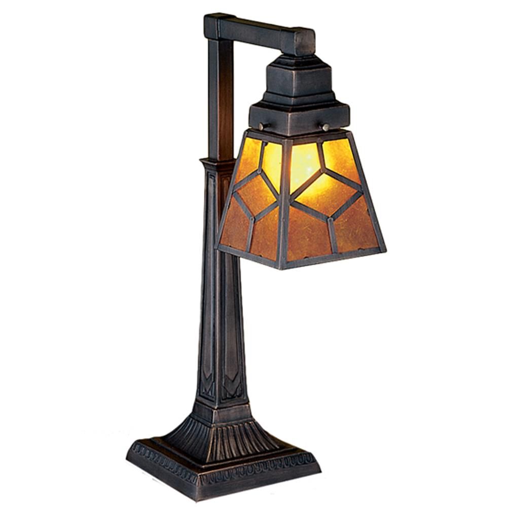Meyda Lighting Amber Mica Diamond Mission 20 Inch Desk Lamp Amber Mica Diamond Mission - 27881 - Craftsman-Mission