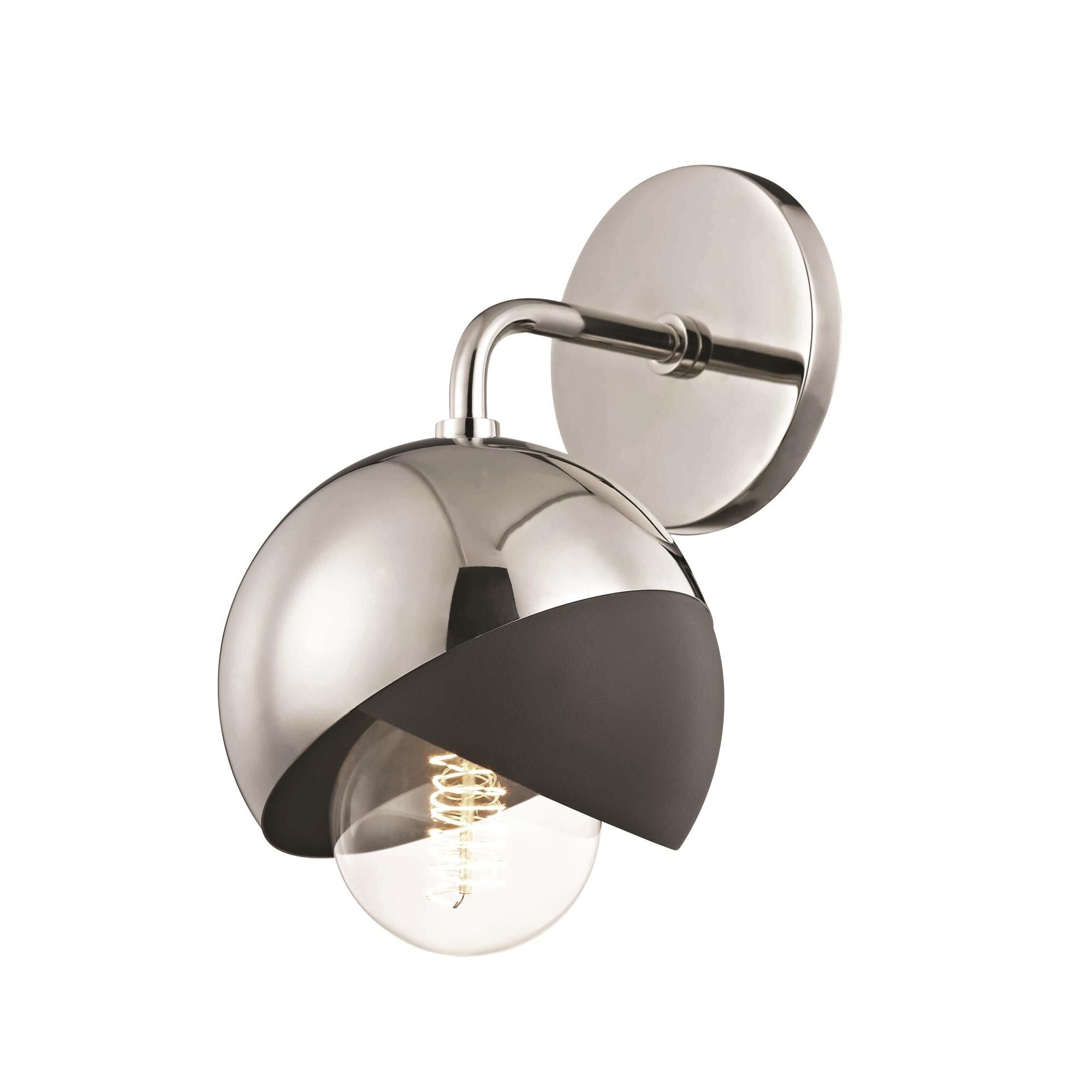 Mitzi Emma 6 Inch Wall Sconce Emma - H168101-PN-BK - Mid-Century Modern