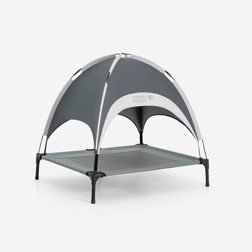 Multi-Functional Breathable Cooling Elevated Dog Bed with Canopy - PawAir, Gray - M
