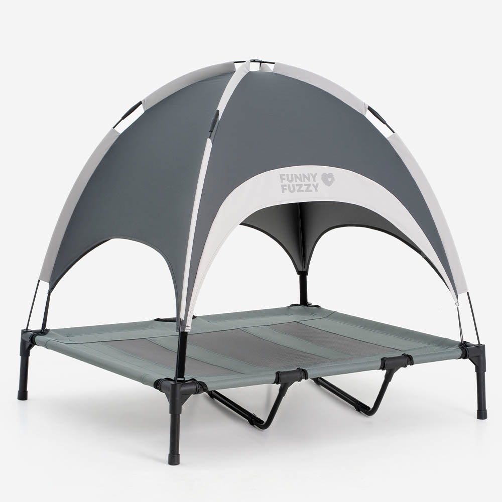 Multi-Functional Breathable Cooling Elevated Dog Bed with Canopy - PawAir, Gray - XL