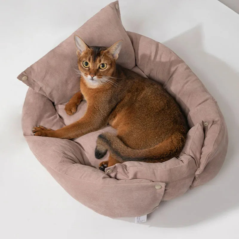 Multifunctional Pet Mat Soft Suede Cat & Dog Bed, Pink - L