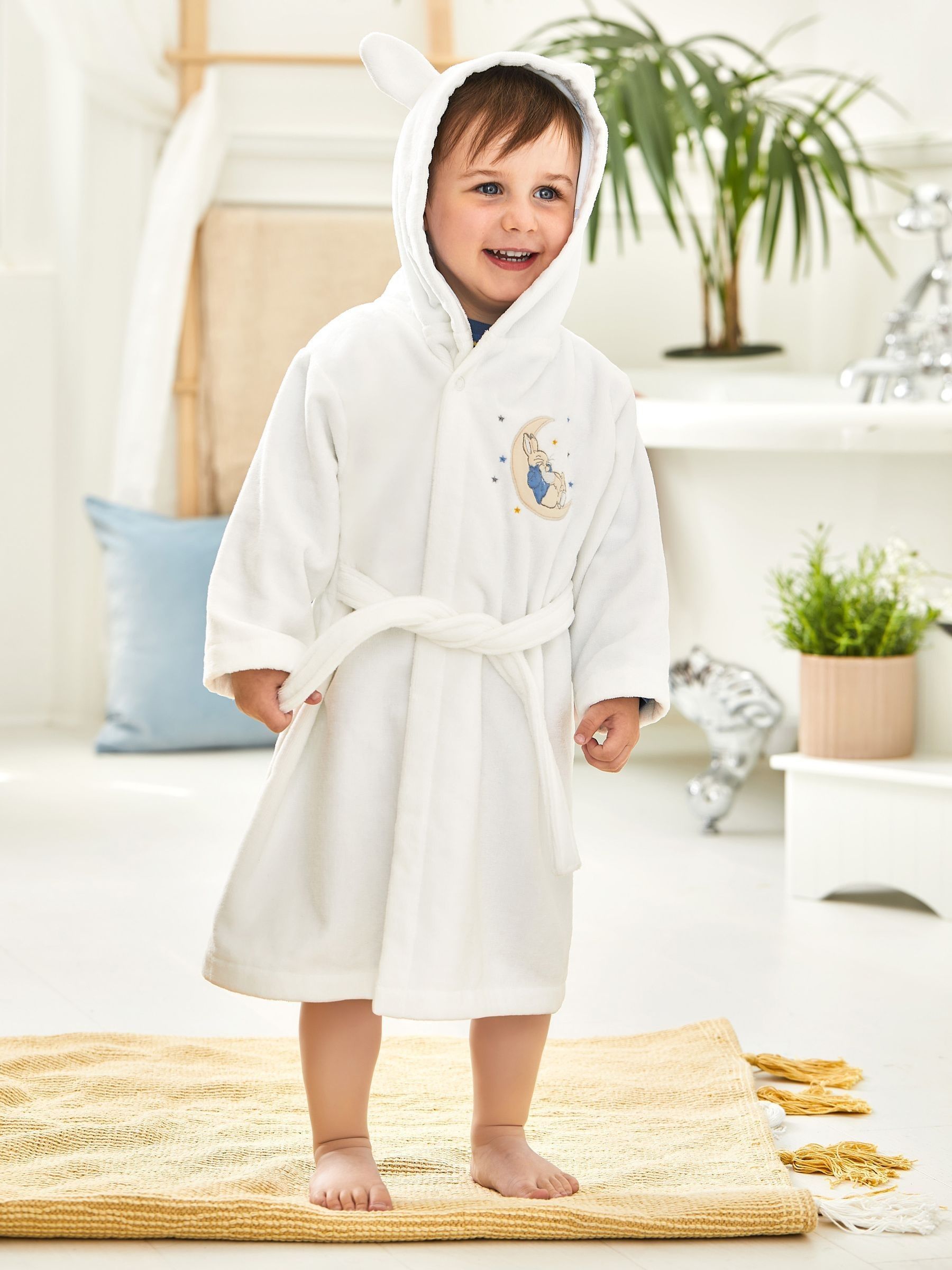 White Peter Rabbit Cotton Dressing Gown 6-12 Mths
