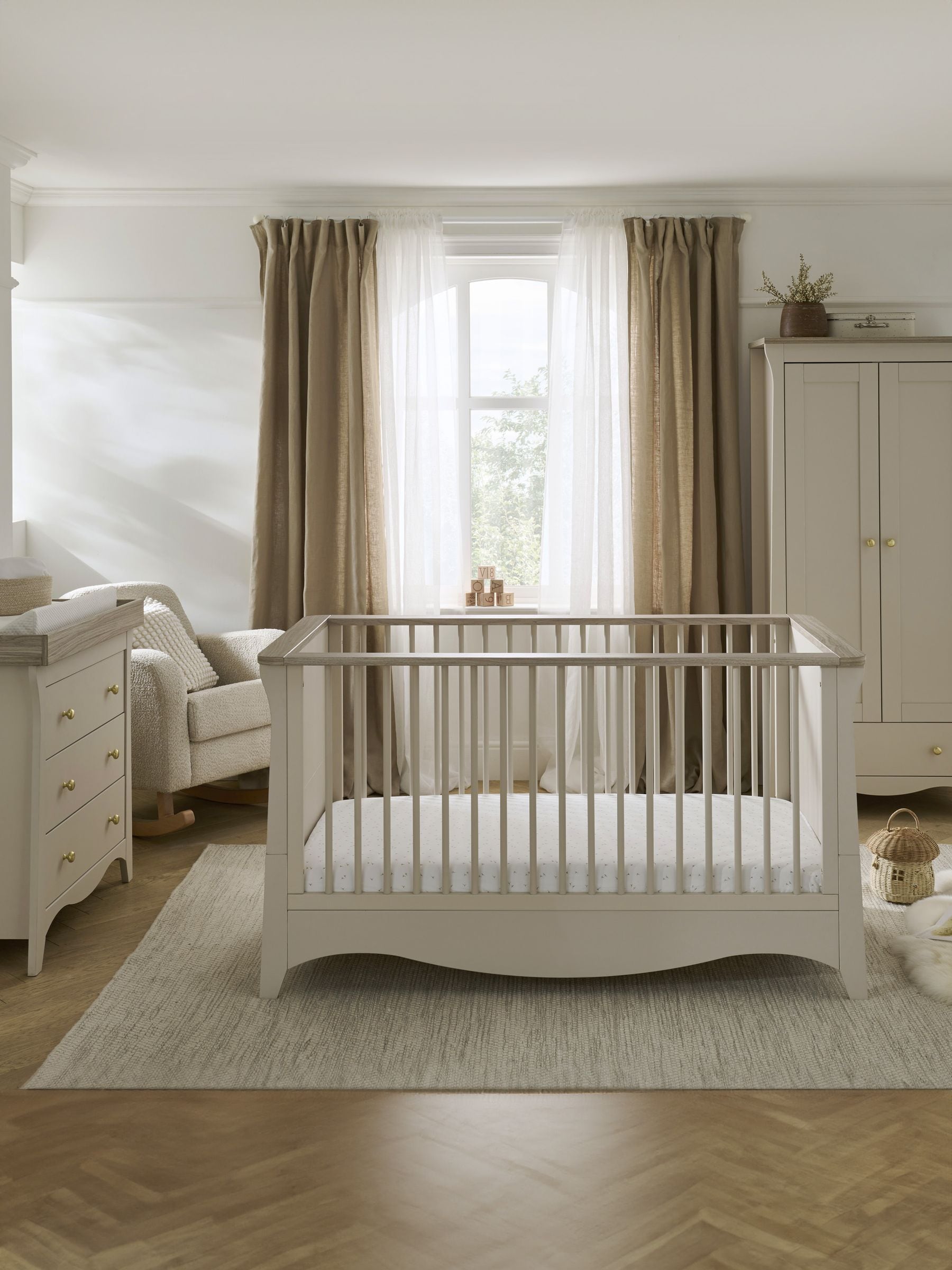 CuddleCo 3 Piece Cream Cashmere Clara Nursery Furniture Set ONE