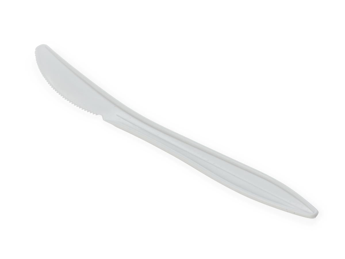 White Polypropylene Medium Weight Knife, 6.5", Case of 1000
