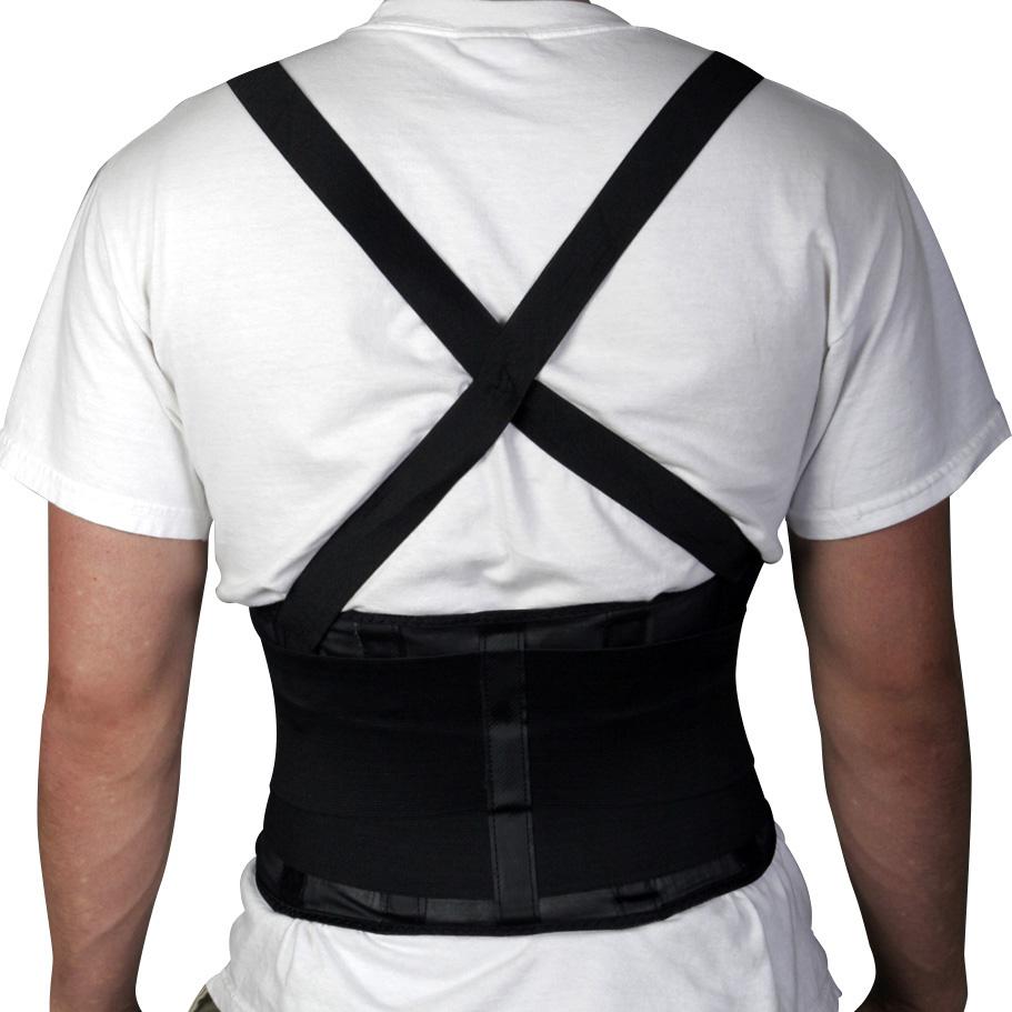 Medline Standard Back Support with Suspenders, Black, Size 4XL for 50"-54" Waist, Each