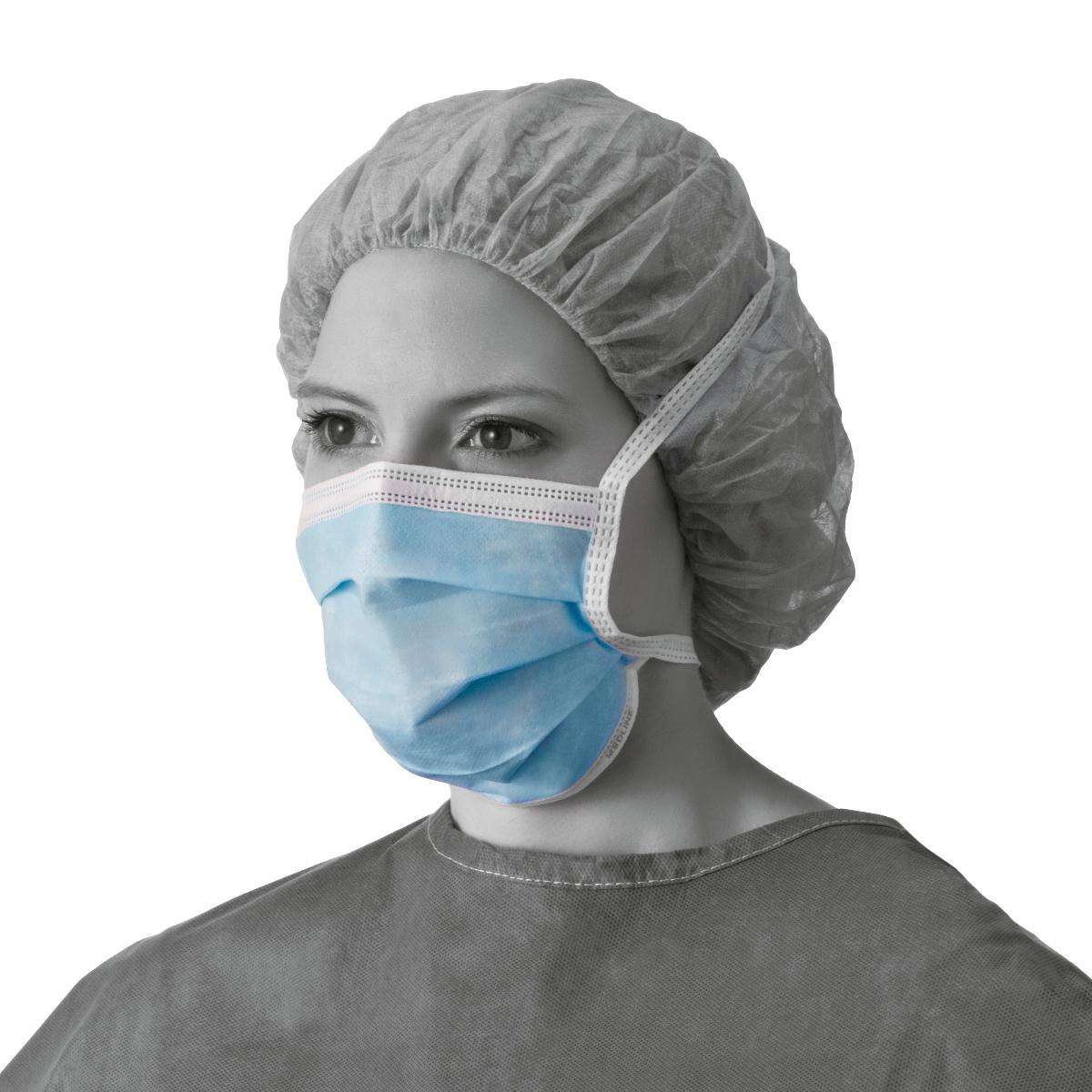 Standard Surgical Face Mask with Ties, Blue, Box of 50