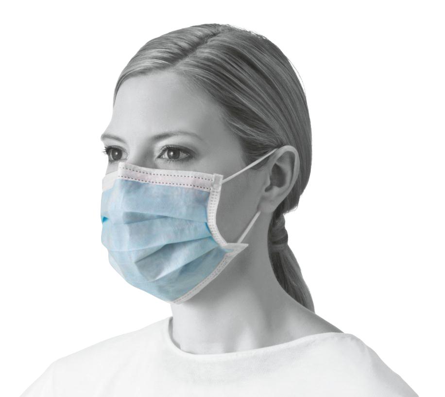 Procedure Face Mask with Ear Loops, Blue, Spunbond Polypropylene Outer-Thermal Bond Polypropylene Inner Facings, box