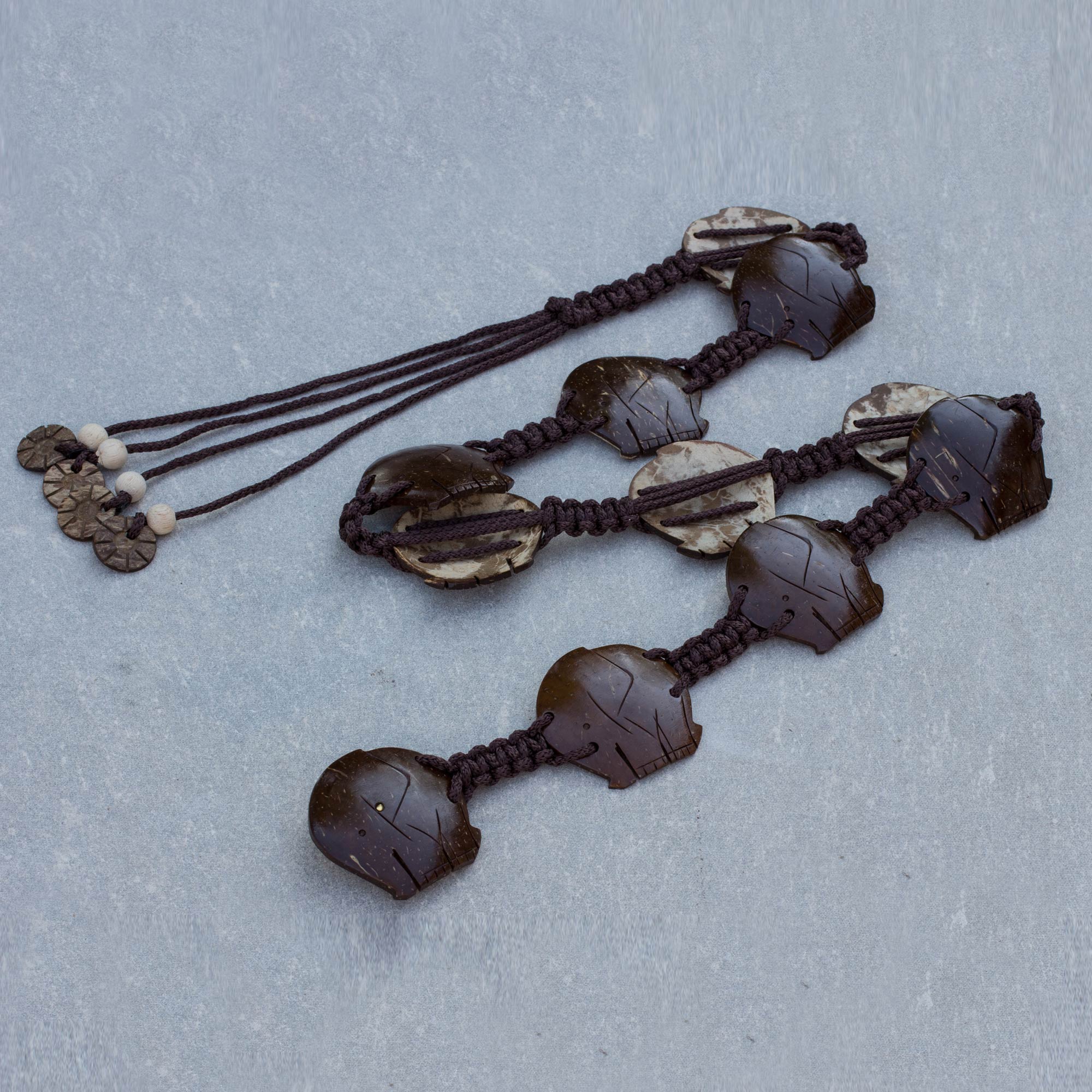 NOVICA Elephant March Coconut Shell Belt