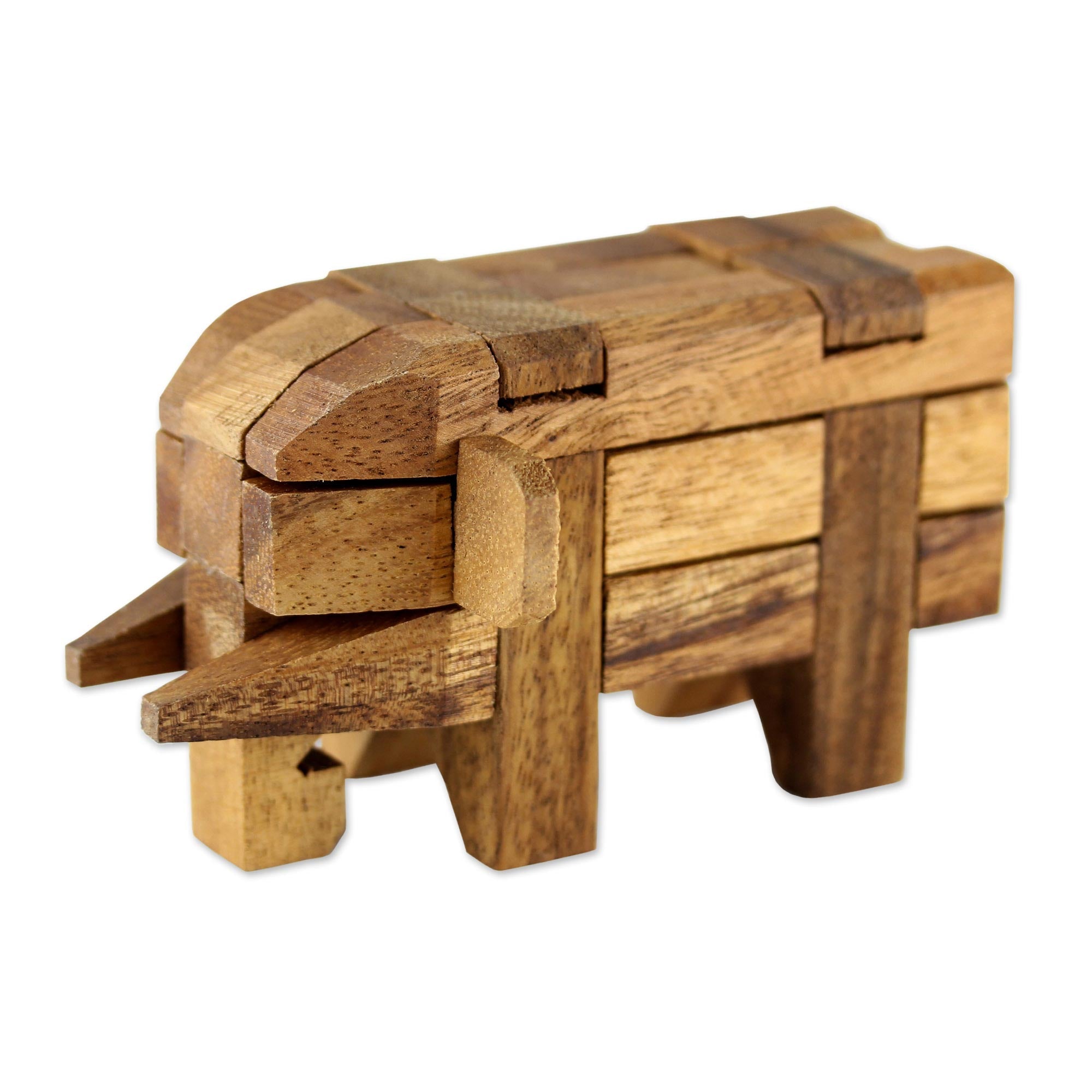 NOVICA Raintree Wood Elephant Puzzle Game