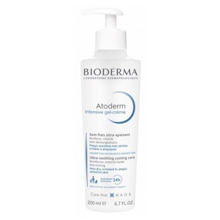 Bioderma Atoderm Gel-krem ultra beroligende frisk behandling Intensiv Sensitiv hud Ansikt og kropp 200ml