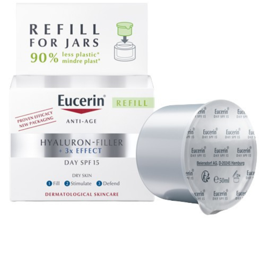 Eucerin Hyaluron-Filler + 3x Effect Recharge Day Care Spf15 Anti-Age Tørr Hud 50ml