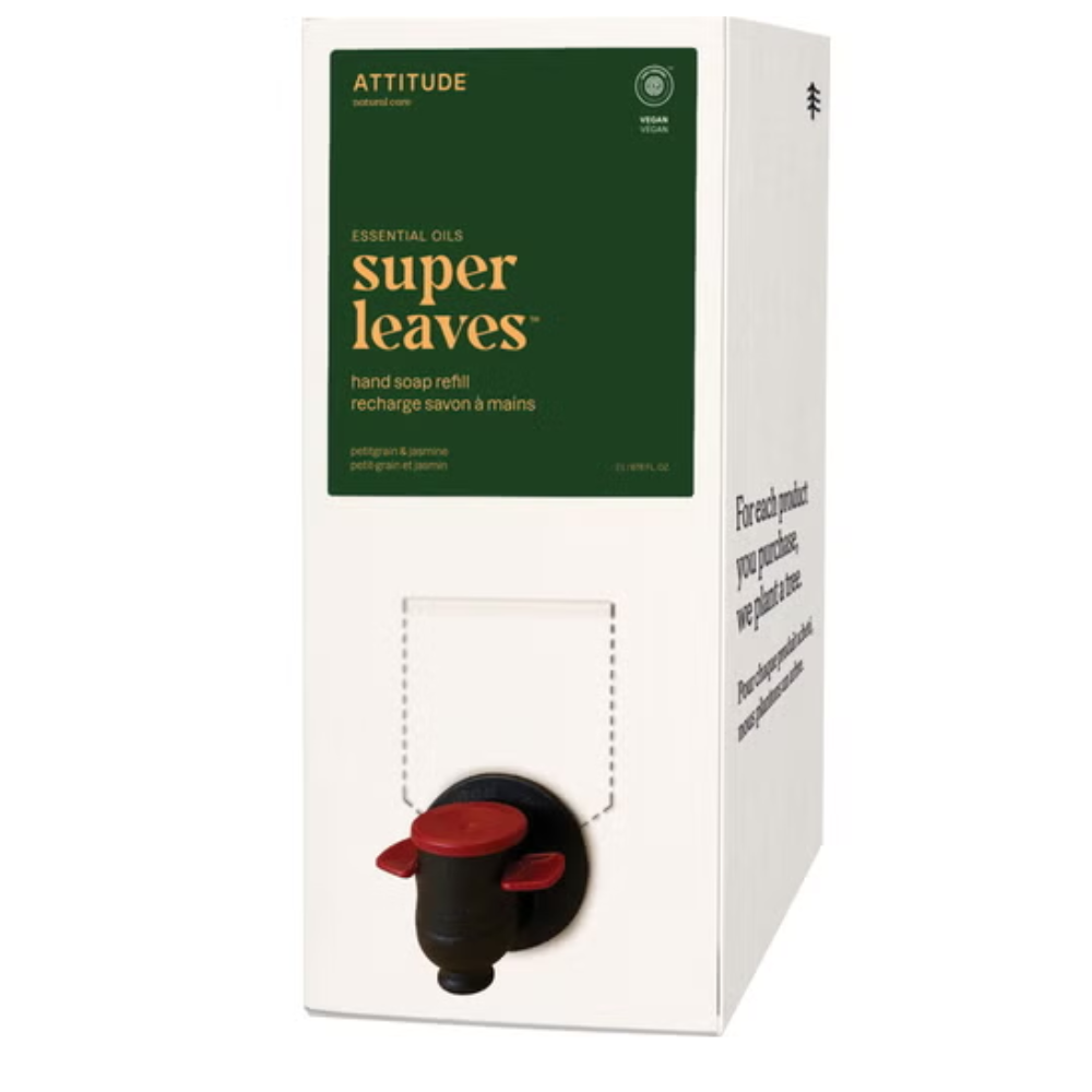 Attitude Recharge de savon pour les mains Super Leaves Petitgrain et Jasmin 2 litres