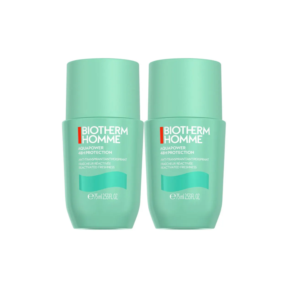 Biotherm Aquapower Deodorant Antiperspirant 48 timer Menn 2x75ml