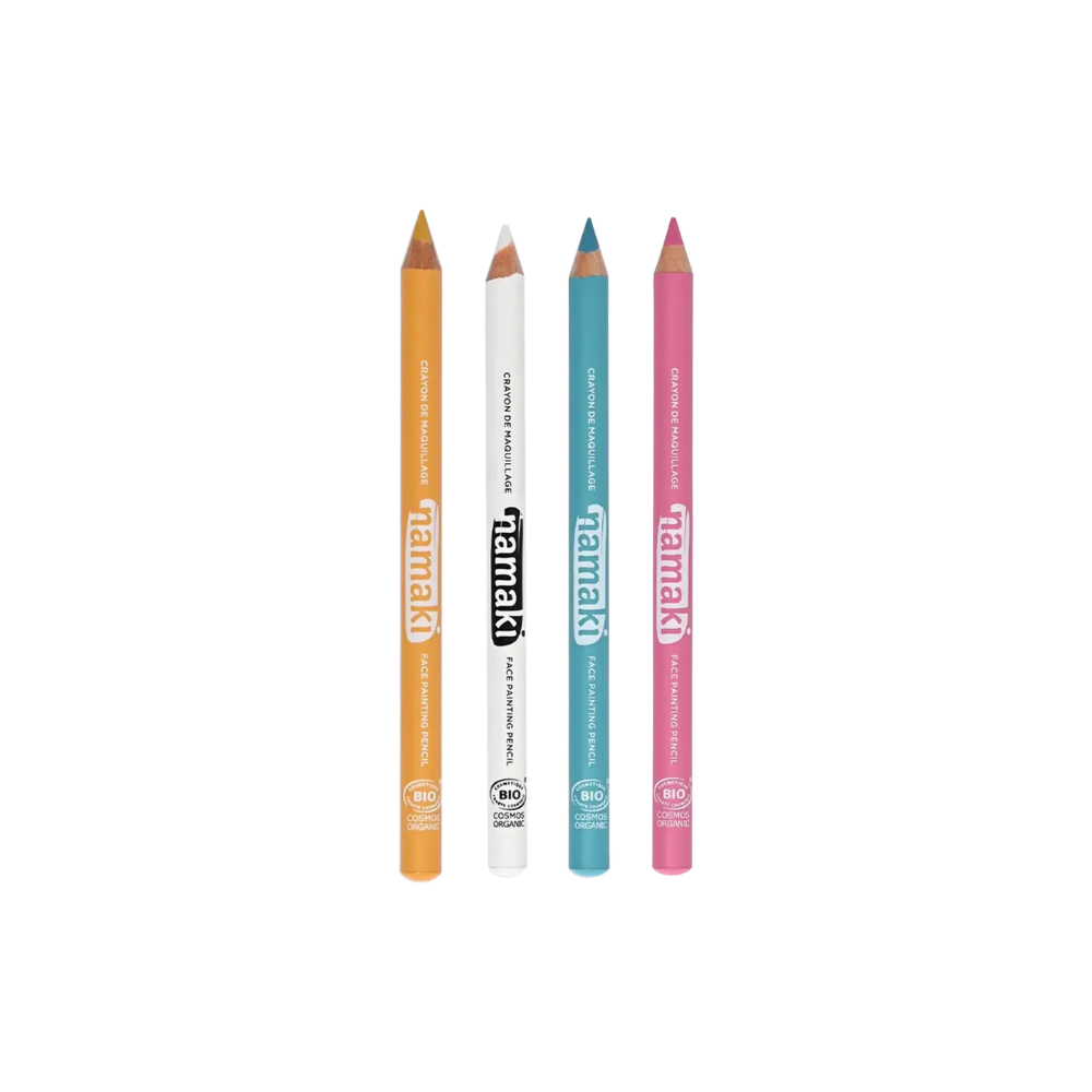 Namaki Set of 4 Slim Face Painting Pencils, Yellow-White-Turquoise-Pink