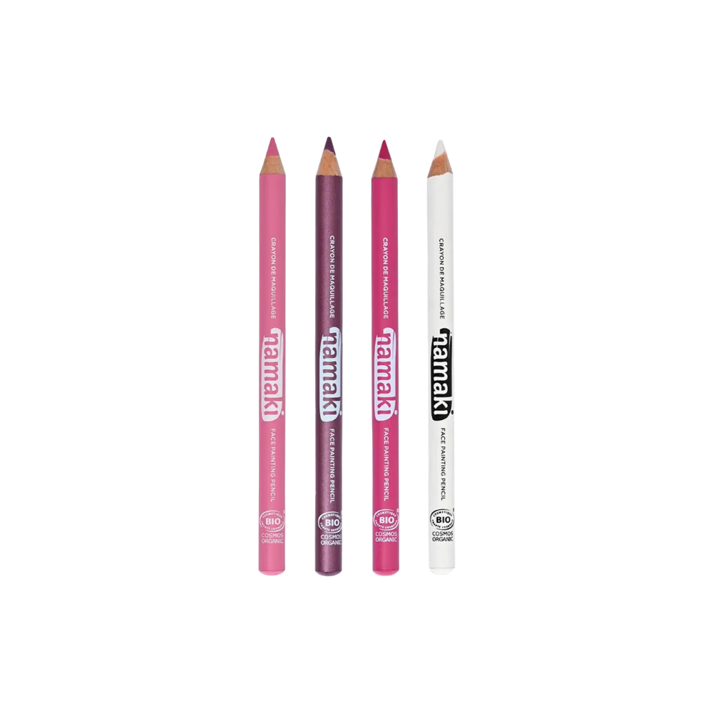 Namaki Set of 4 Slim Face Painting Pencils, Pink-Fuchsia-Pink-White