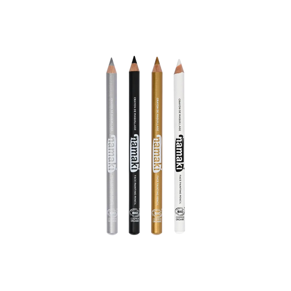 Namaki Set of 4 Slim Face Painting Pencils, Silver-Black-Gold-White
