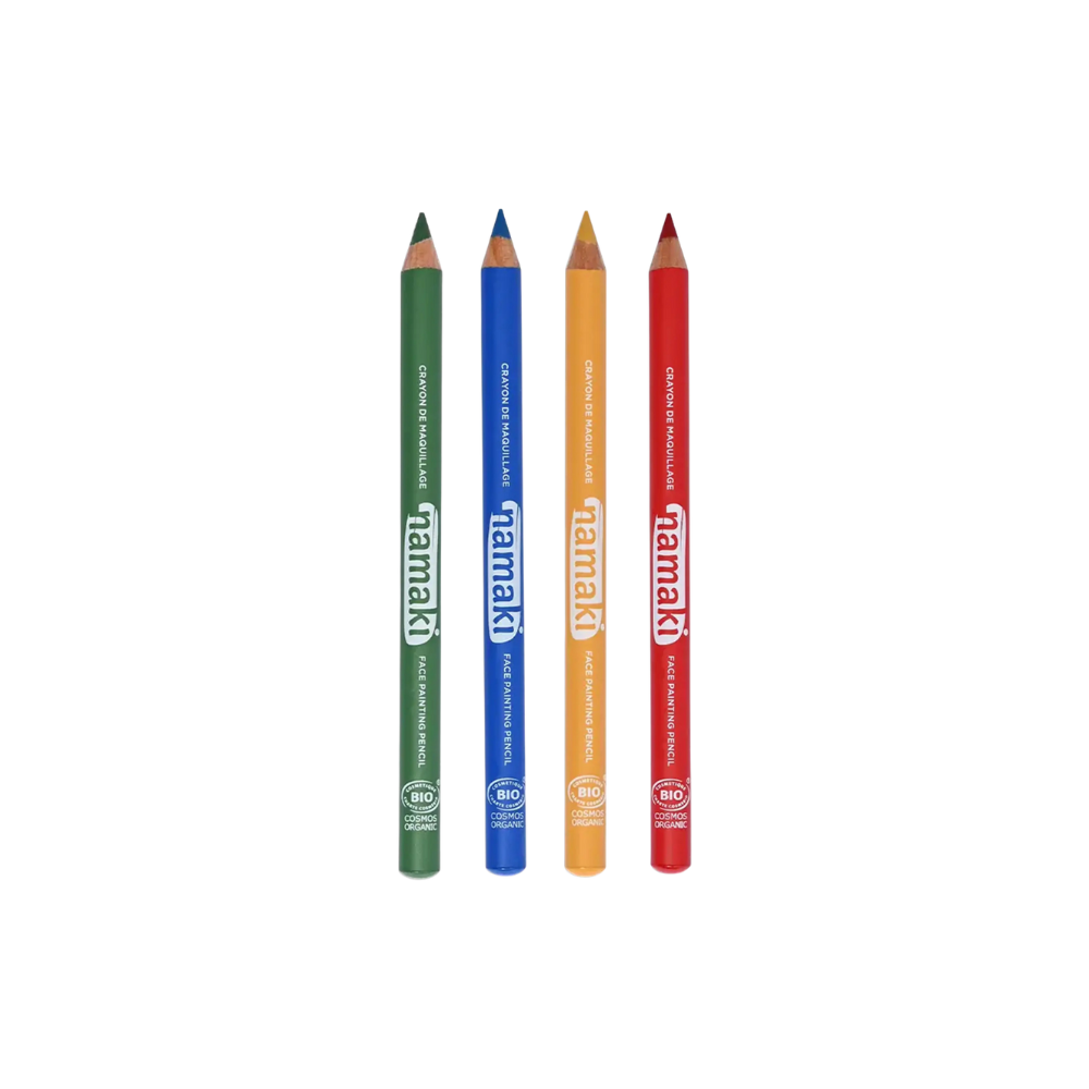 Namaki Set of 4 Slim Face Painting Pencils, Green-Blue-Yellow-Red