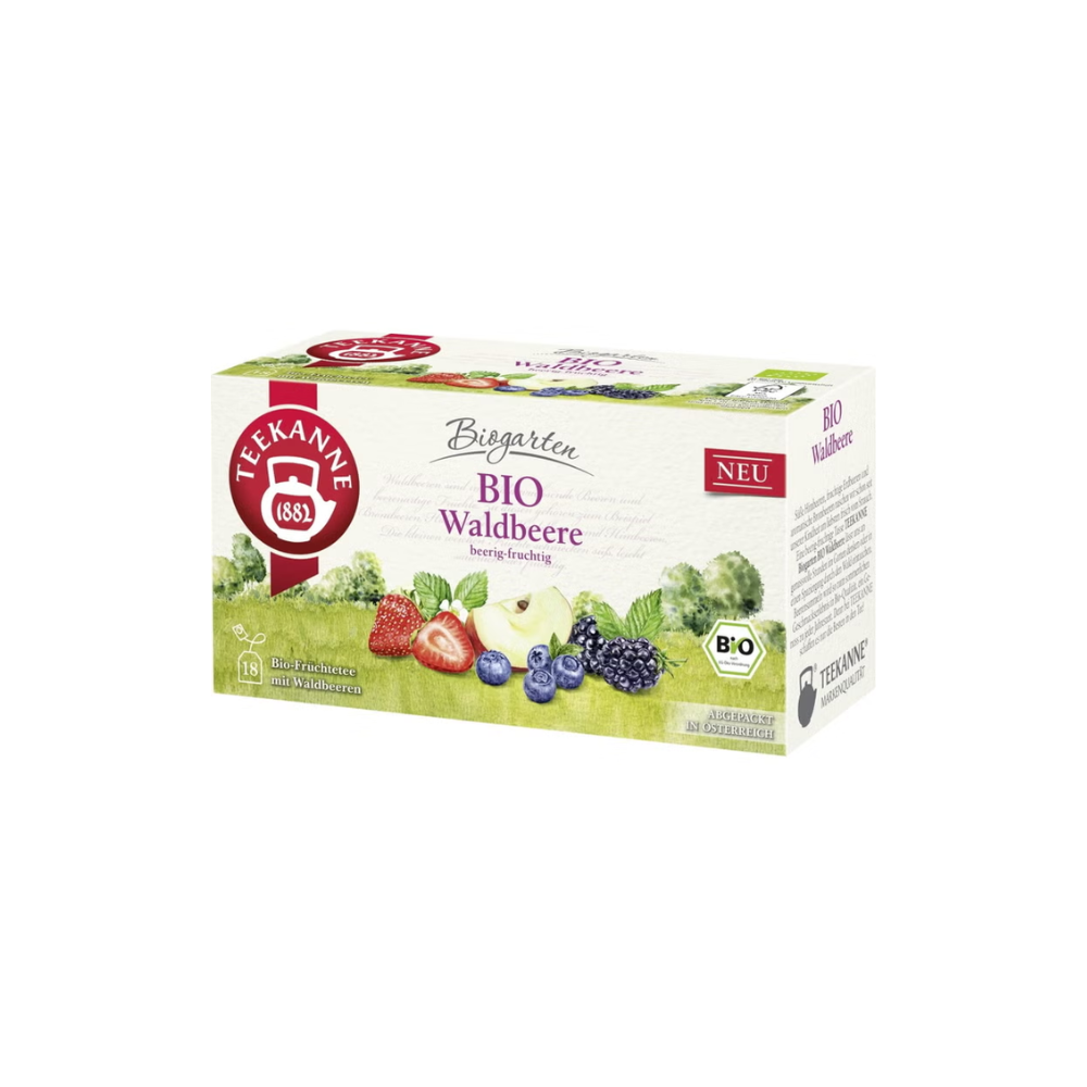 Teekanne Biogarten - Ceai de plante organic cu fructe de pădure, 18 pliculețe cu două compartimente (45 g)