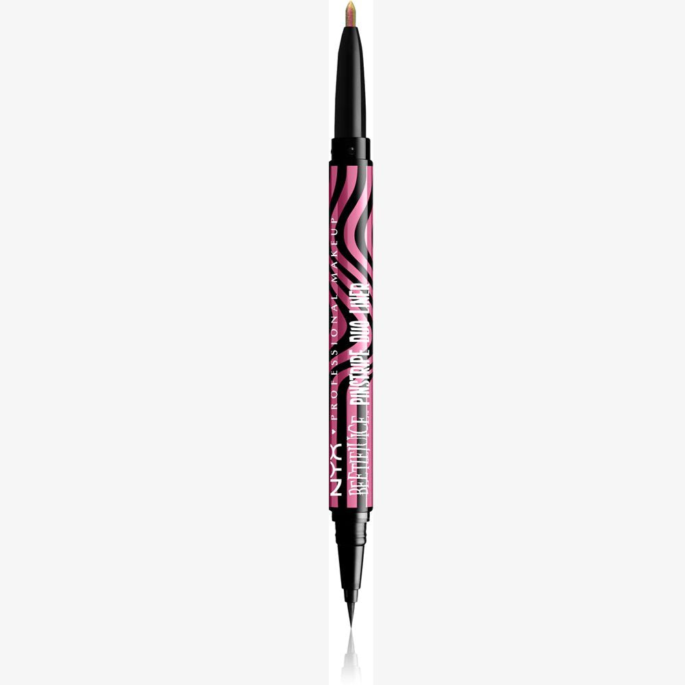 NYX Maquillaje profesional Beetlejuice Pinstripe Duo Liner delineador de ojos 2 en 1 color 01 Pink Cromo 0,5 ml
