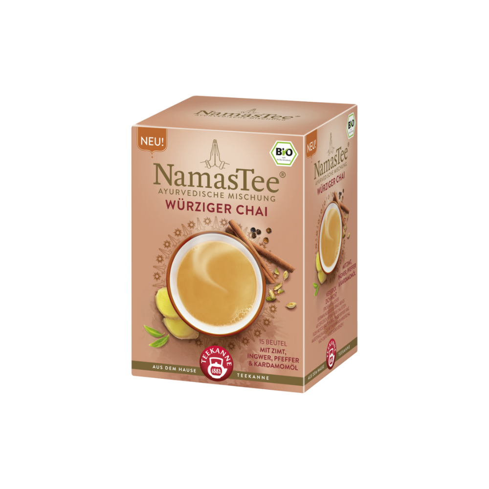 Teekanne NamasTee - Ceai de plante Chai picant organic, 15 pliculețe de ceai cu cameră dublă (30g)
