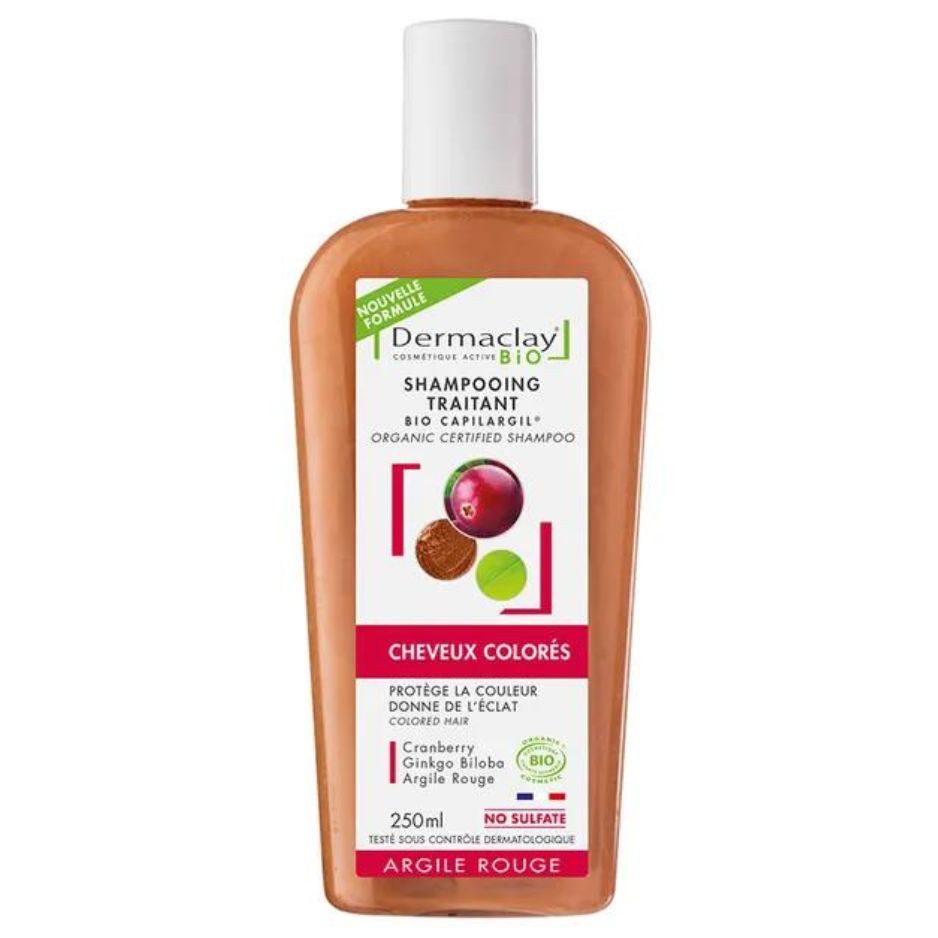 Dermaclay Organic Hair Treatment Shampoo Red Clay Colors 250 ml