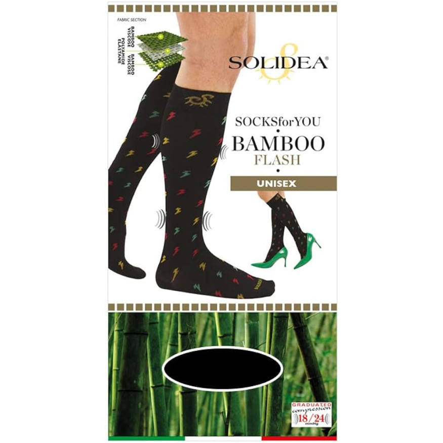 Solidea Socks For You Bamboo Flash Knæstrømper 18 24 mmHg 3L Sort