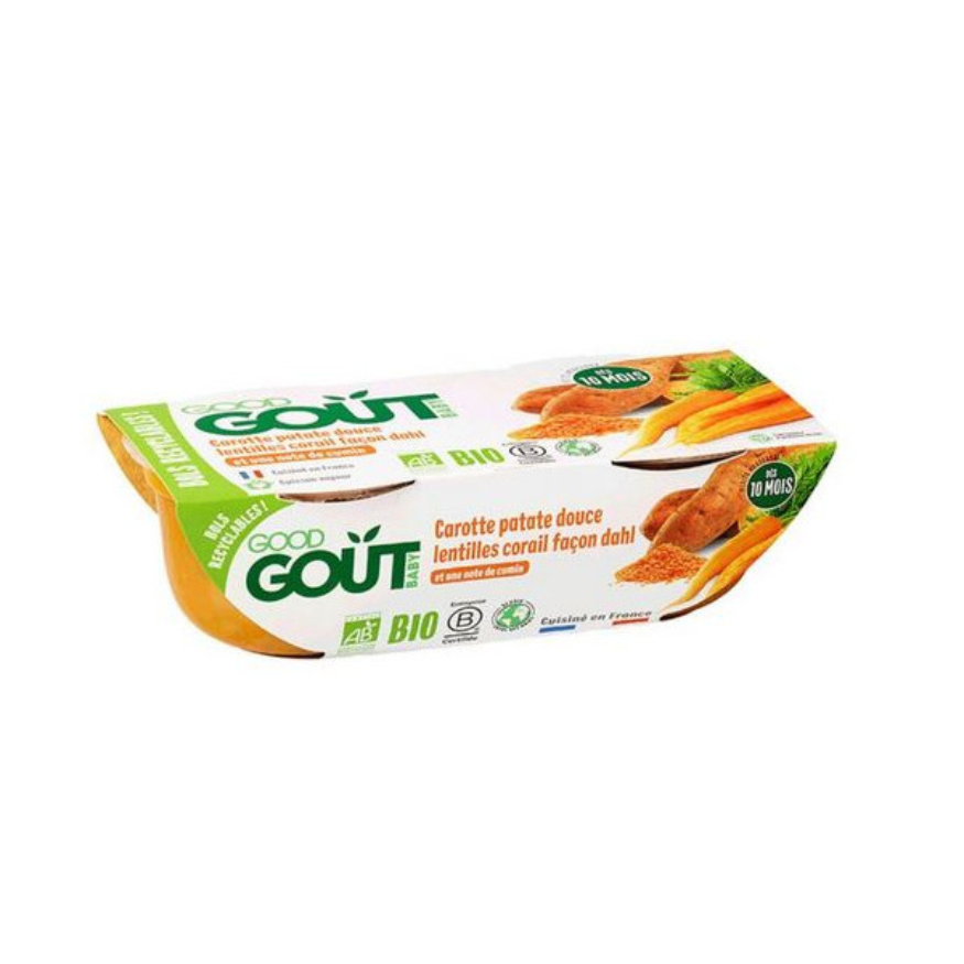 God Gigt Små Økologiske Babyretter Gulerod sød kartoffel koral linser Dahl stil Fra 10 måneder 2x190g