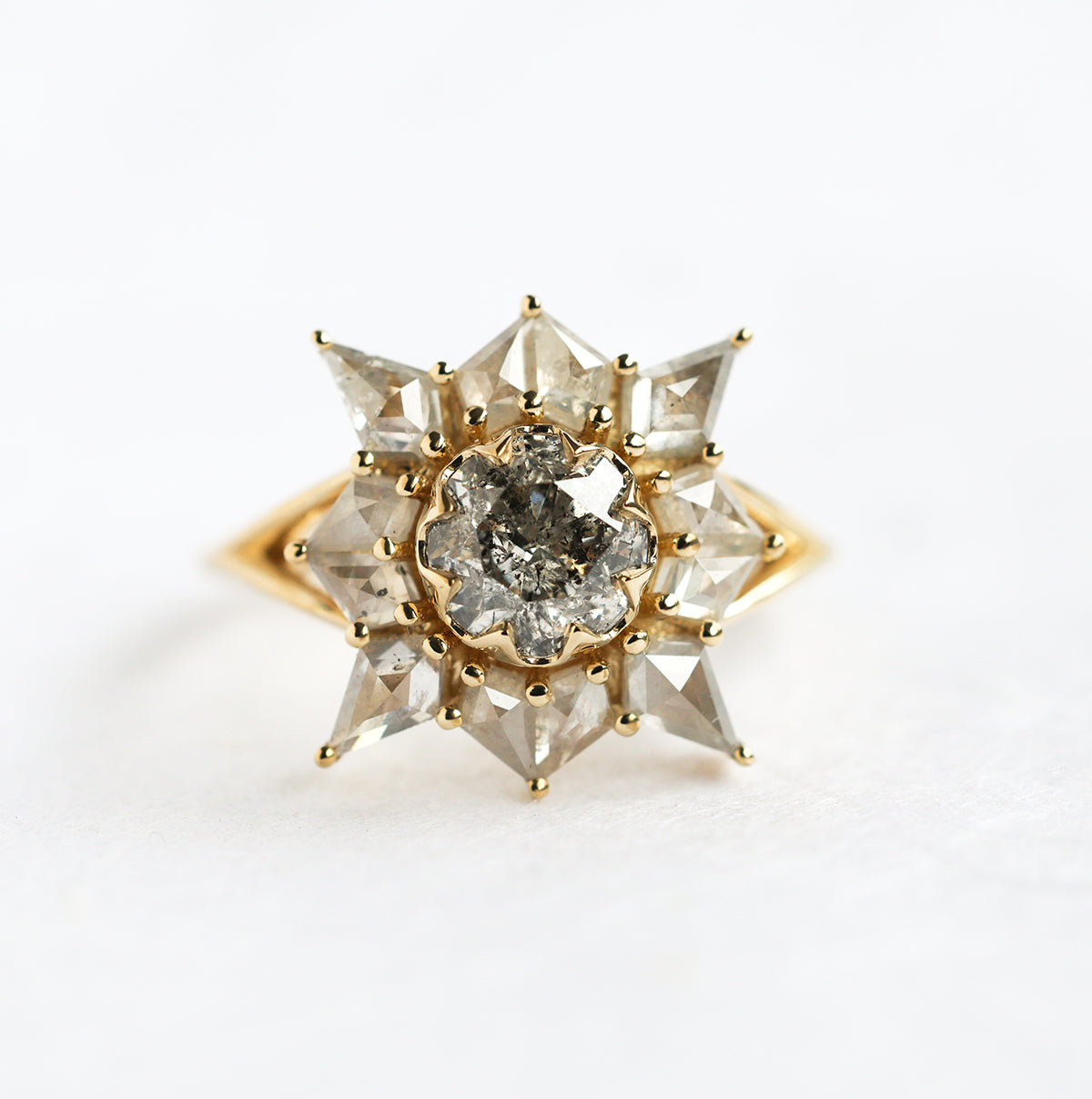 Ottilie Round Salt And Pepper Diamond Ring - 14k rose gold