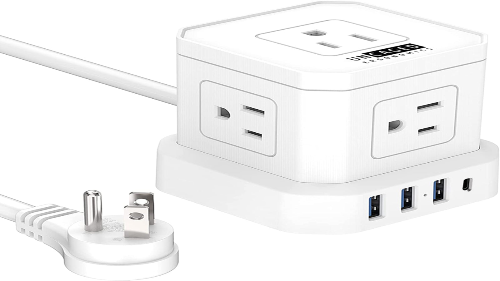 Uncaged Ergonomics Power Strip: Power Cube with USB White