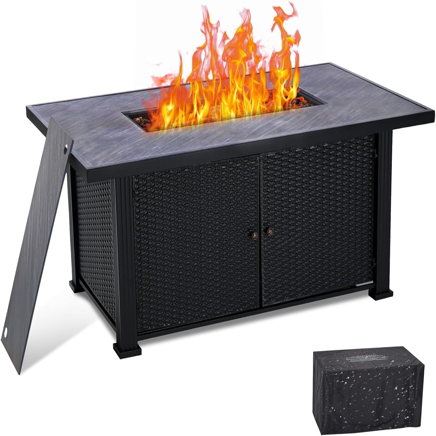 Garvee 52" Propane Fire Pit Table, 2 in 1 Outdoor Fire Pit Table, 50,000BTU Gas Fire Pits for Outside Patio with Waterproof Cover, Tabletop & Separate