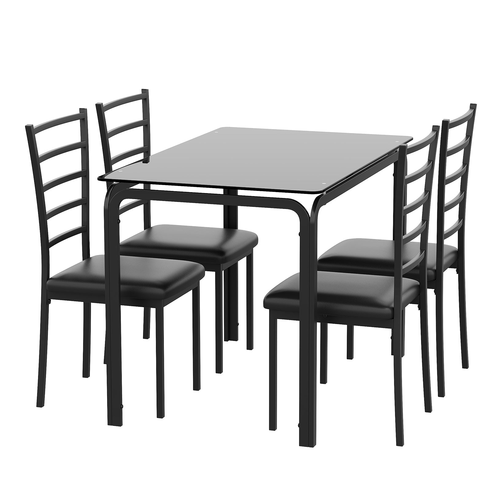 Garvee Glass Dining Table Set for 4, 5 Piece Kitchen Dining Room Table and Chairs Set, Modern Rectangle Dinner Table for Breakfast Nook, Home Office, 