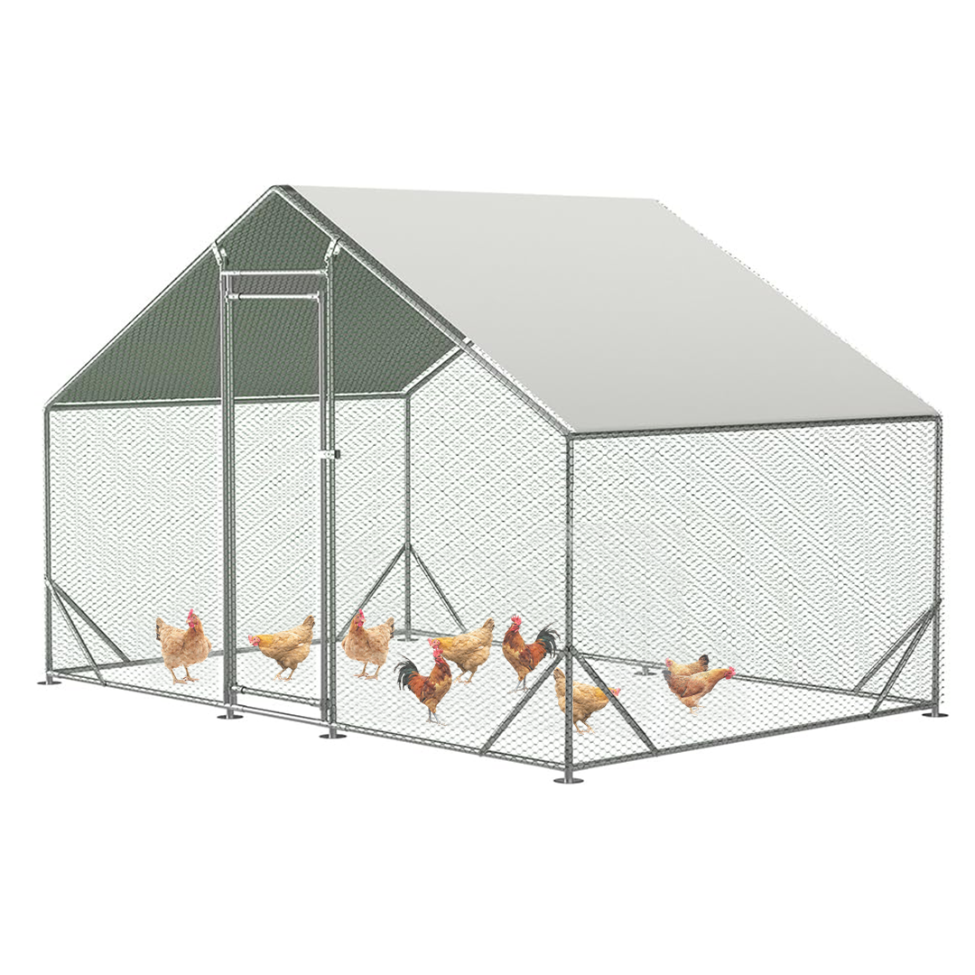 Garvee Chicken Coop Large Metal Chicken House,Walk-in Poultry Cage Chicken Run Pen Dog Kennel Duck House with Waterproof and Anti-Ultraviolet Cover (1