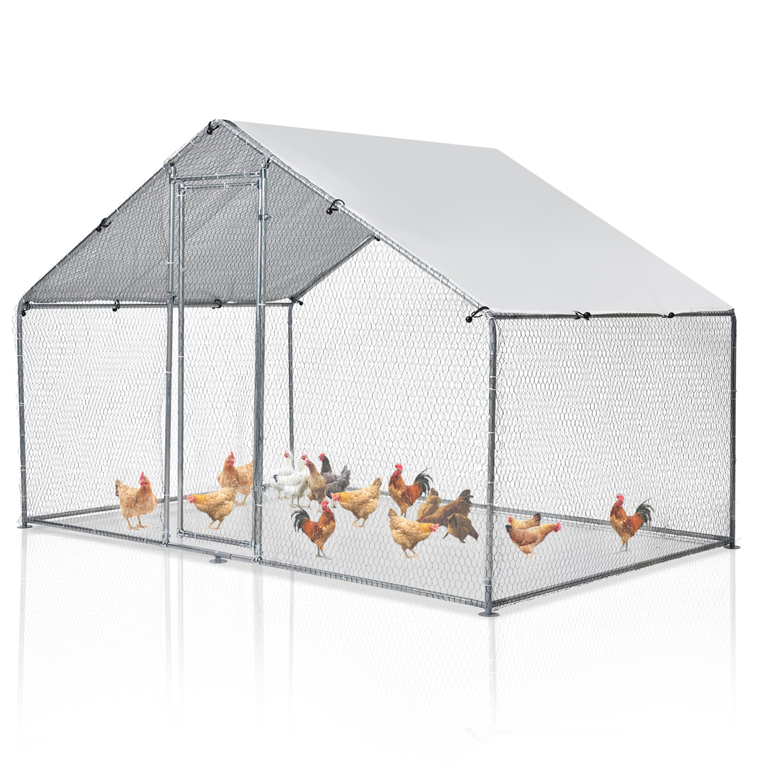 Garvee Large Chicken Coop, Metal Chicken Run for Yard with Waterproof and Anti-UV Cover, Walk in Fence Cage for Outdoor Farm Use(6.6ft x 9.8ft x 6.4ft