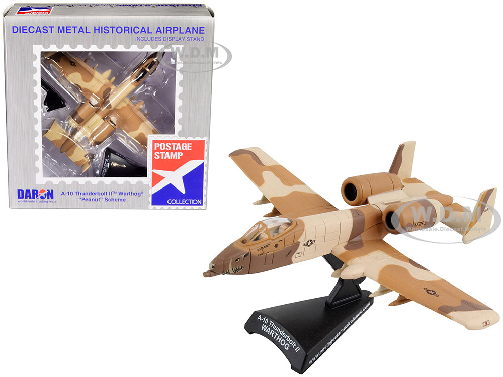 Fairchild Republic A-10 Thunderbolt II Warthog Aircraft "Peanut Color Camouflage Scheme" United States Air Force 1-140 Diecast Model Airplane by Post