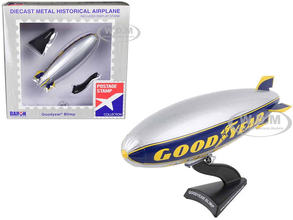 Goodyear Blimp Silver Metallic with Blue and Yellow Graphics "1 in Tires" 1-350 Diecast Model Airplane by Postage Stamp