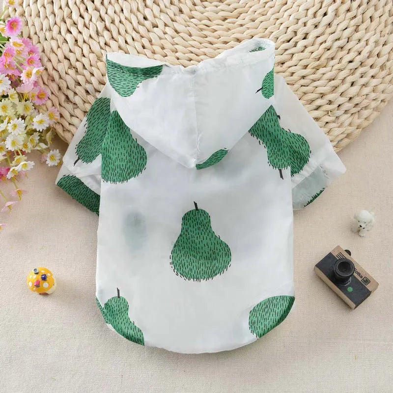 Pet Sun Protection Clothes Dog Hooded Shirt, Pear - M