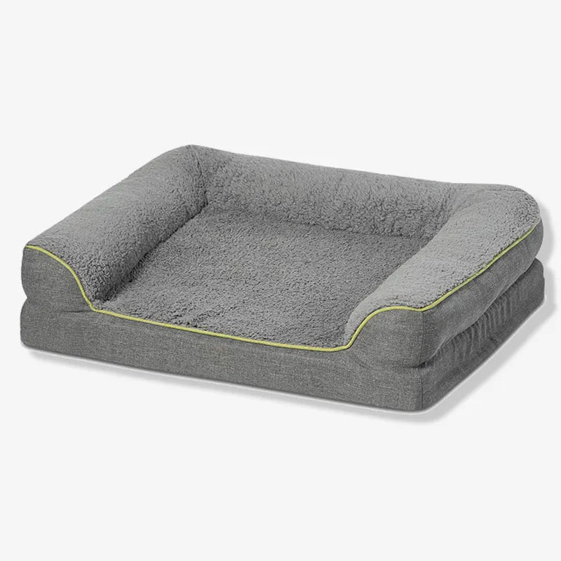 Plush Pet Sofa Bed Memory Foam Orthopedic Dog Bed, Dark Grey - M