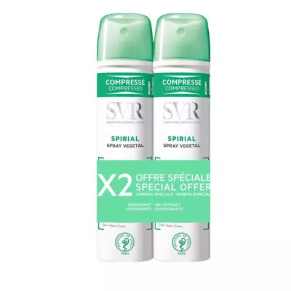 Svr Spirial Spray Pflanzliches Anti-Feuchtigkeits-Deodorant 48 Stunden 2x75 ml